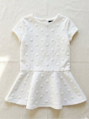 Tommy Hilfiger Kids White Raised Dot Peplum Dress 4T